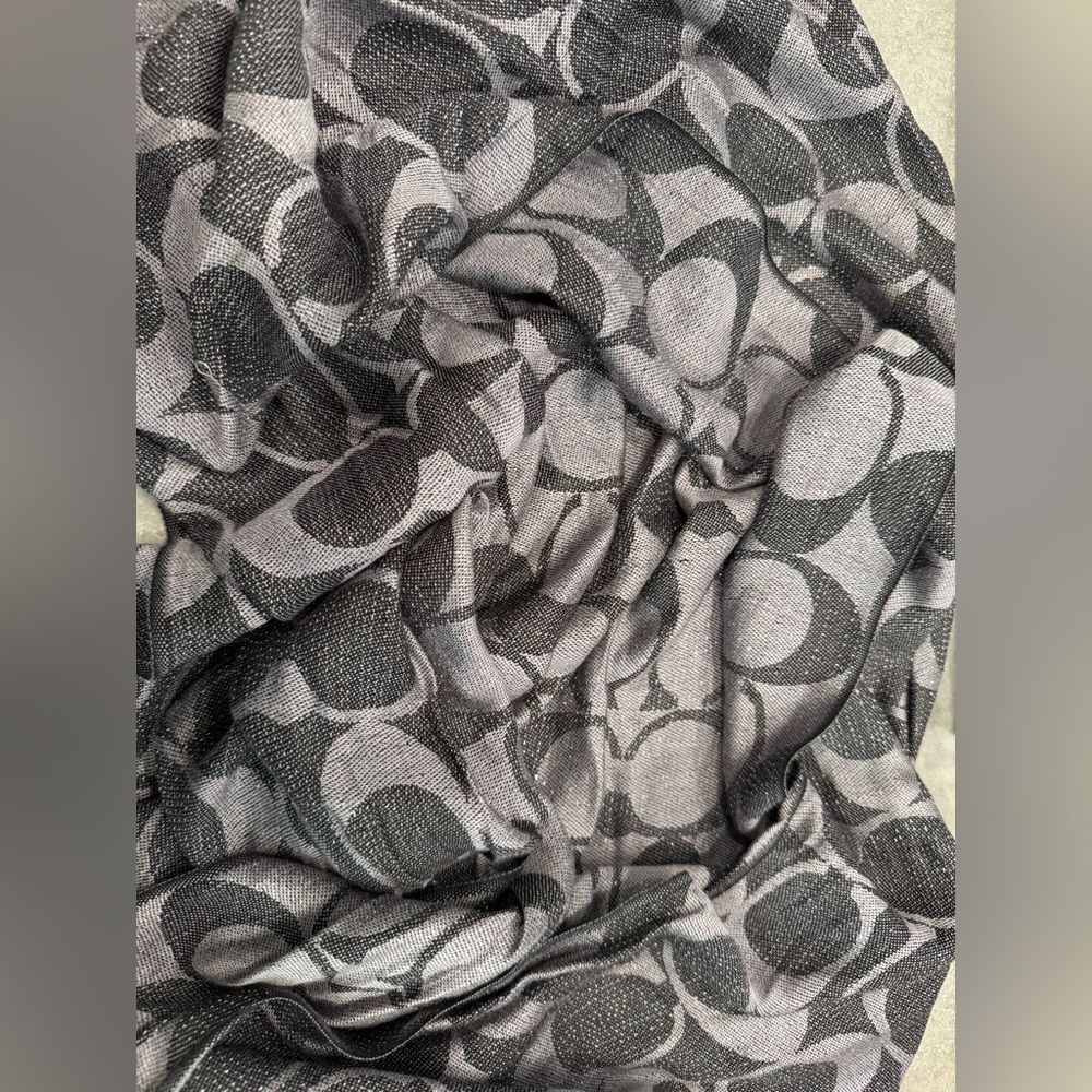Coach Blue/Gray Patterned Scarf Infinity Cowl - image 3